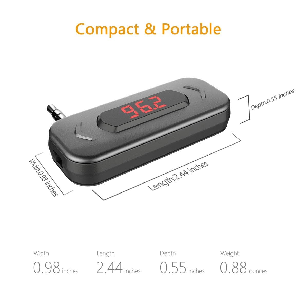 Doosl DSER116 Multifunctional Car FM Transmitter Wireless Music Receiver with 3.5mm Jack & LCD Display, Support Hands-free Call (Black)
