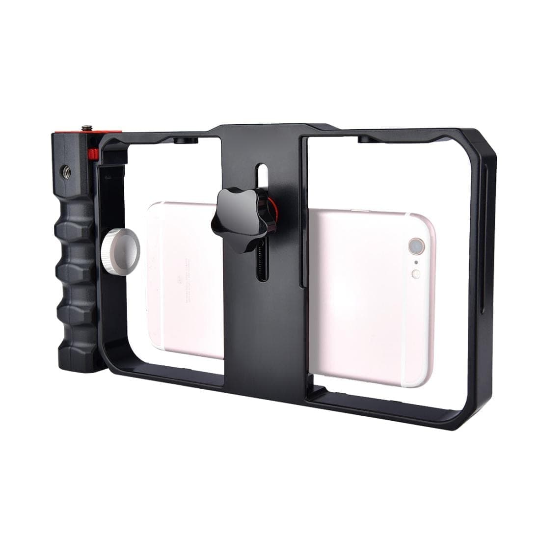 YLG0901B Vlogging Live Broadcast Smartphone Plastic Cage Video Rig Filmmaking Recording Handle Stabilizer Bracket for iPhone, Galaxy, Huawei, Xiaomi, HTC, LG, Google, and Other Smartphones (Black)
