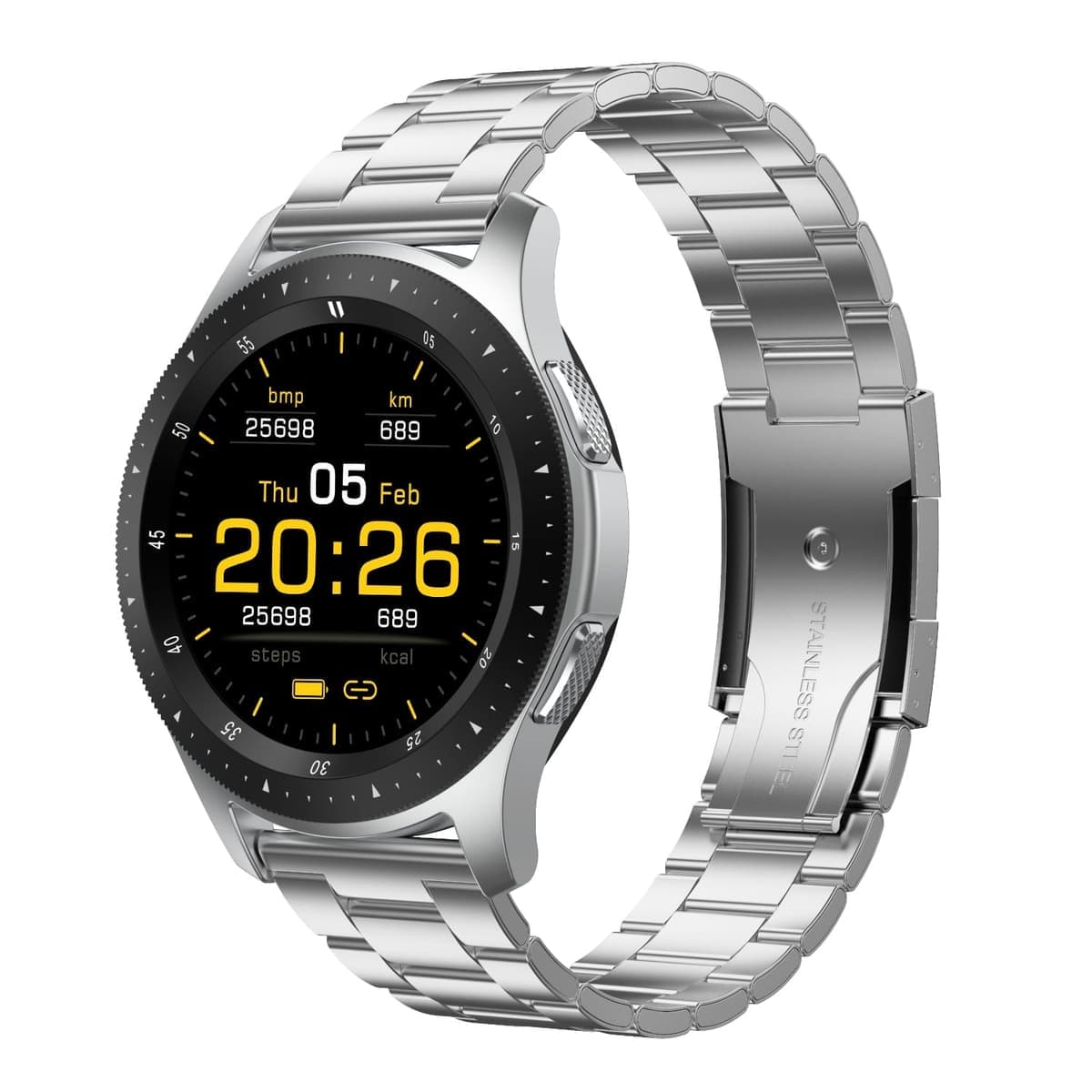 W68 1.54 inch Touch Screen IP67 Waterproof Smart Bracelet, Support Blood Oxygen Monitoring / Bluetooth Call / Heart Rate Monitoring, Style: Steel Strap (Silver)