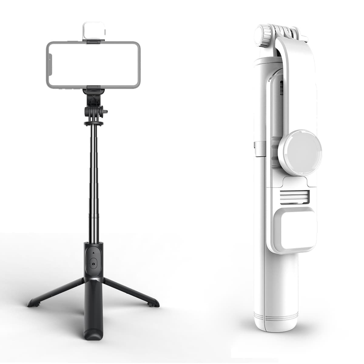 Q02S Fill Light Bluetooth Selfie Stick Tripod Mobile Phone Holder (White)