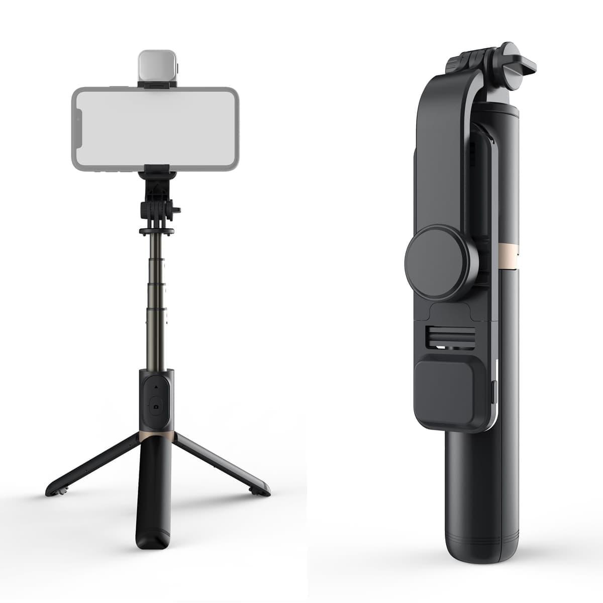 Q03S Fill Light Bluetooth Selfie Stick Tripod Mobile Phone Holder (Black)
