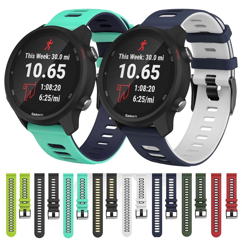 22mm For Garmin Vivoactive 4 / Venu 2 Universal Two-color Silicone Watch Band