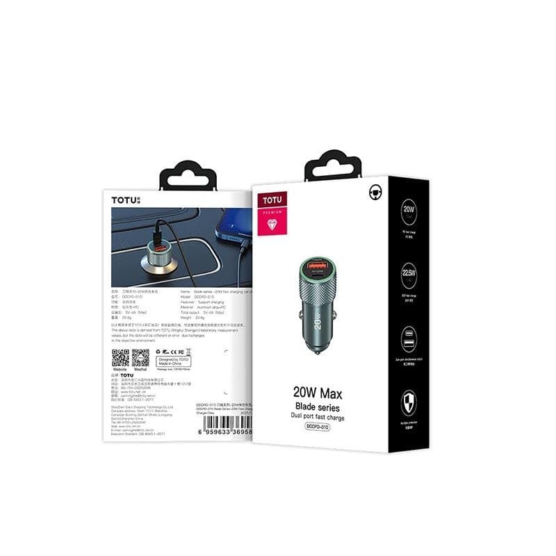 TOTUDESIGN DCCPD-010 Blade Series 20W Fast Charging Car Charger (Black)