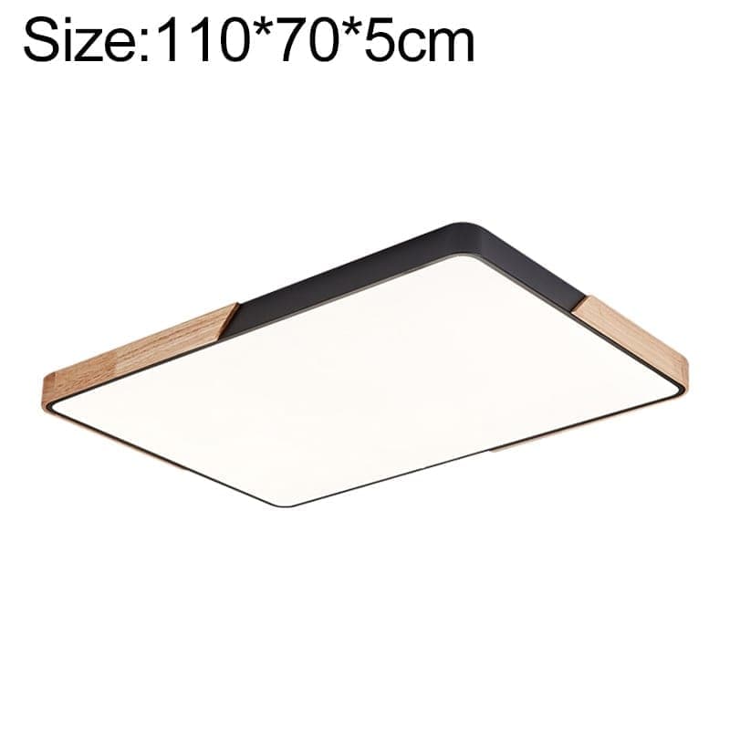 Wood Macaron LED Rectangle Ceiling Lamp, White Light, Size:110x70cm (Black)