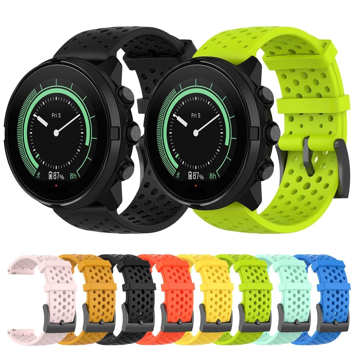 For Suunto 9 Breathable Silicone Watch Band, Exclude the Subject (Black)