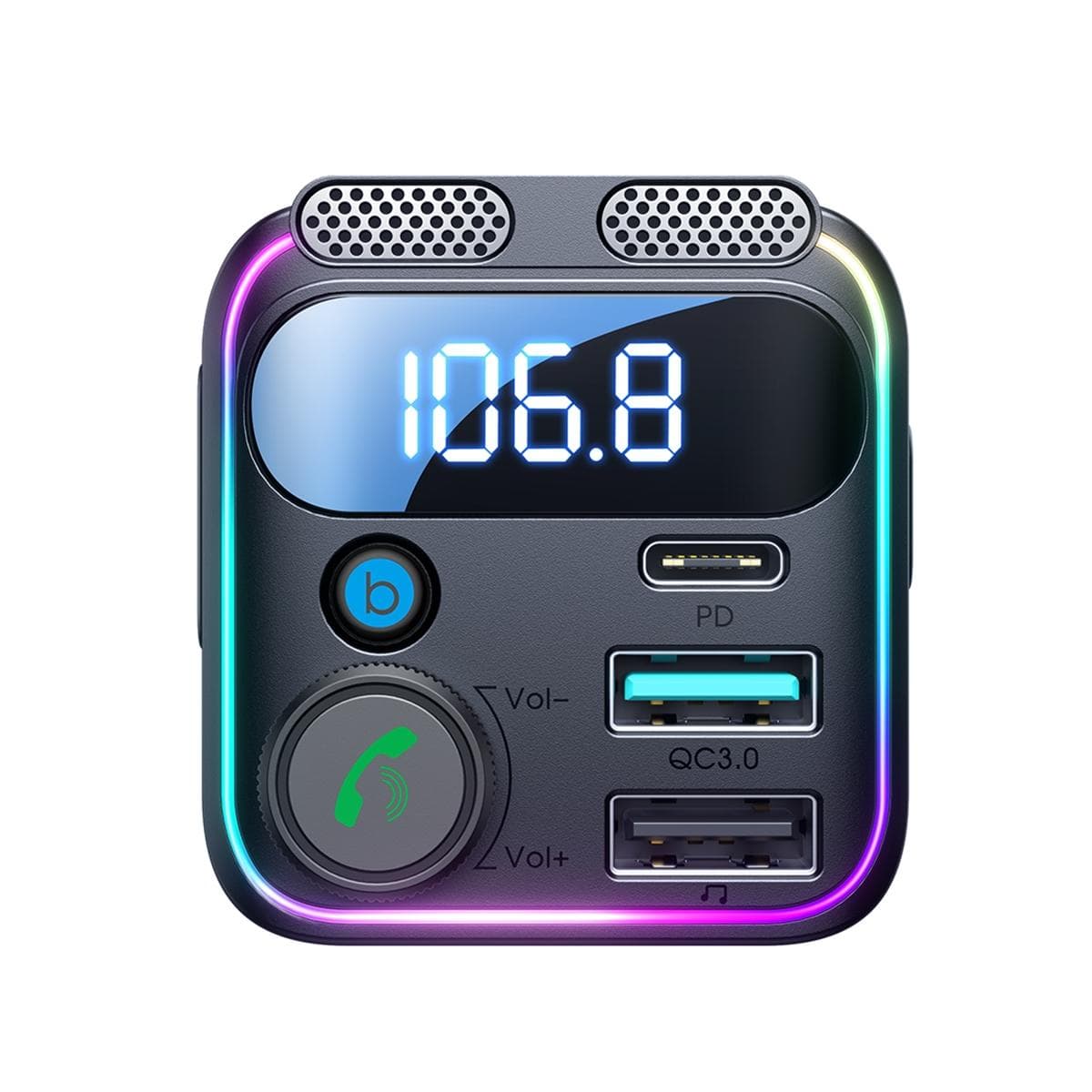 JOYROOM JR-CCB01 48W Dual-Mic Car Wireless FM Transmitter (Black)