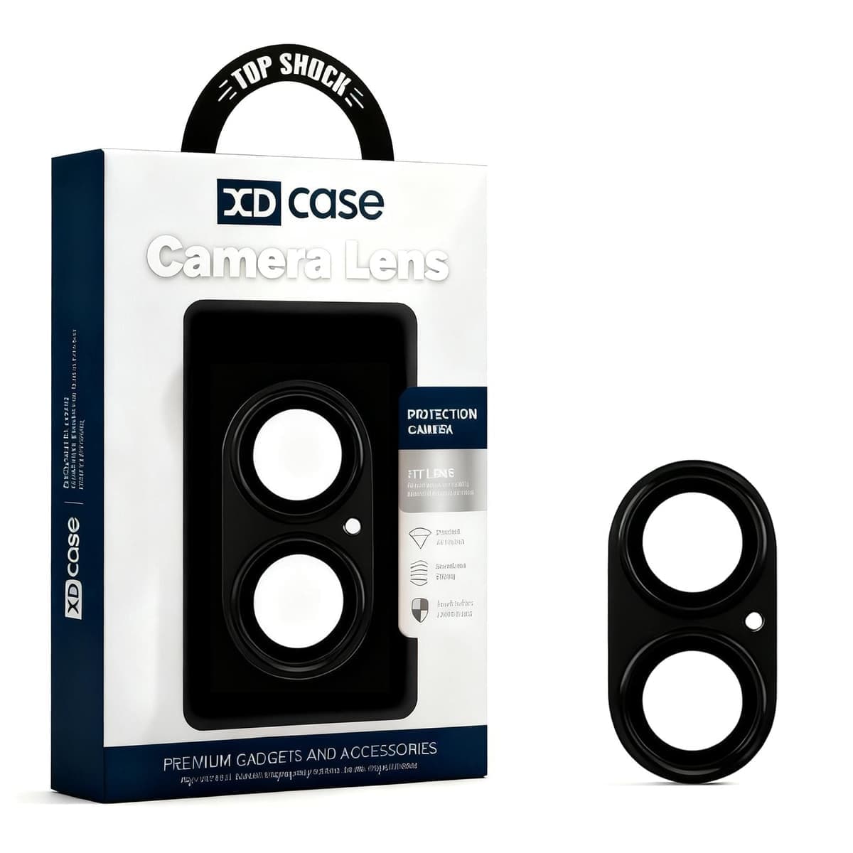 For iPhone 17 XDcase Armor Full-Coverage Frosted Metal Camera Lens Ring Film (Black)