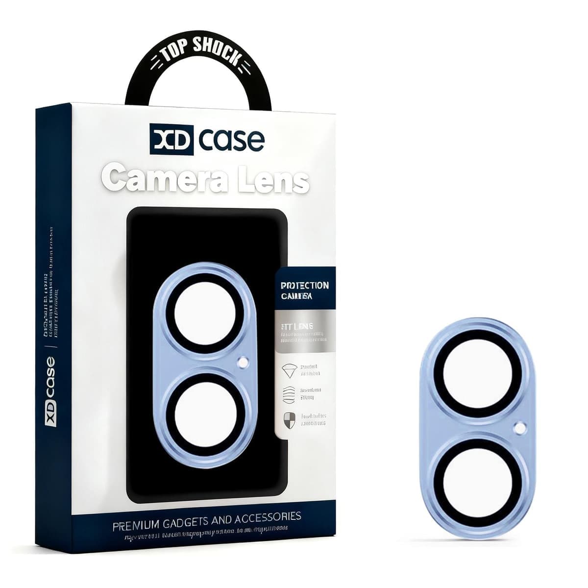 For iPhone 17 XDcase Armor Full-Coverage Frosted Metal Camera Lens Ring Film (Blue)