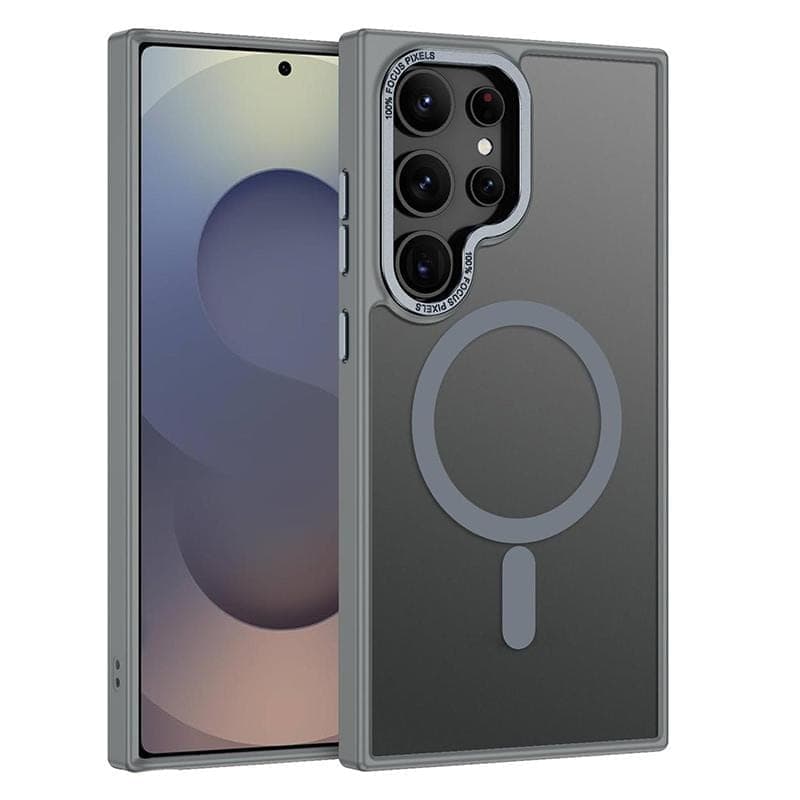 For Samsung Galaxy S25 Ultra 5G XDcase Metal Lens Frame Skin Feel Magnetic Phone Case (Grey)