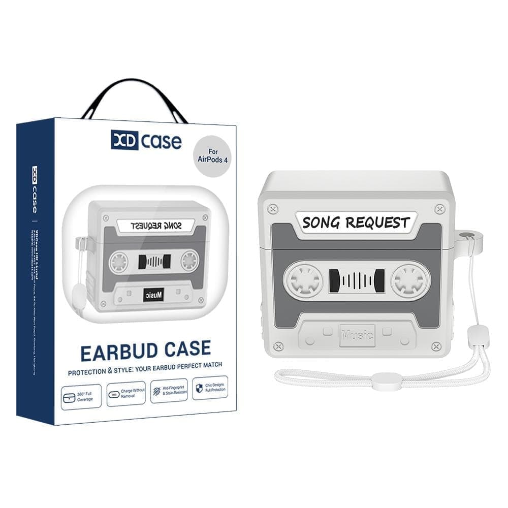 For AirPods 5 / 4 XDcase Retro Cassette Style Silicone Earbuds Case (Grey)