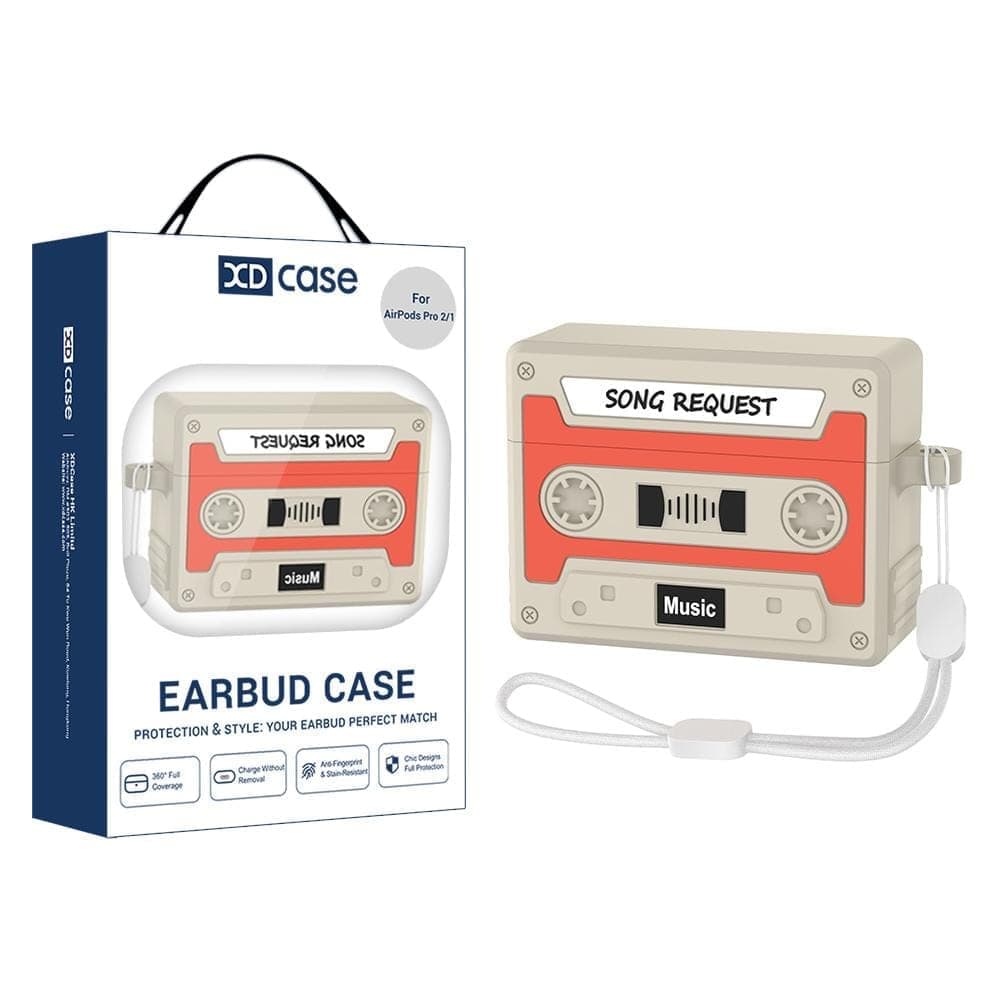 For AirPods Pro 2 XDcase Retro Cassette Style Silicone Earbuds Case (Orange)