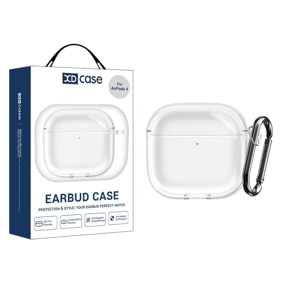 For AirPods 5 / 4 XDcase Transparent TPU Earbud Protective Case with Carabiner