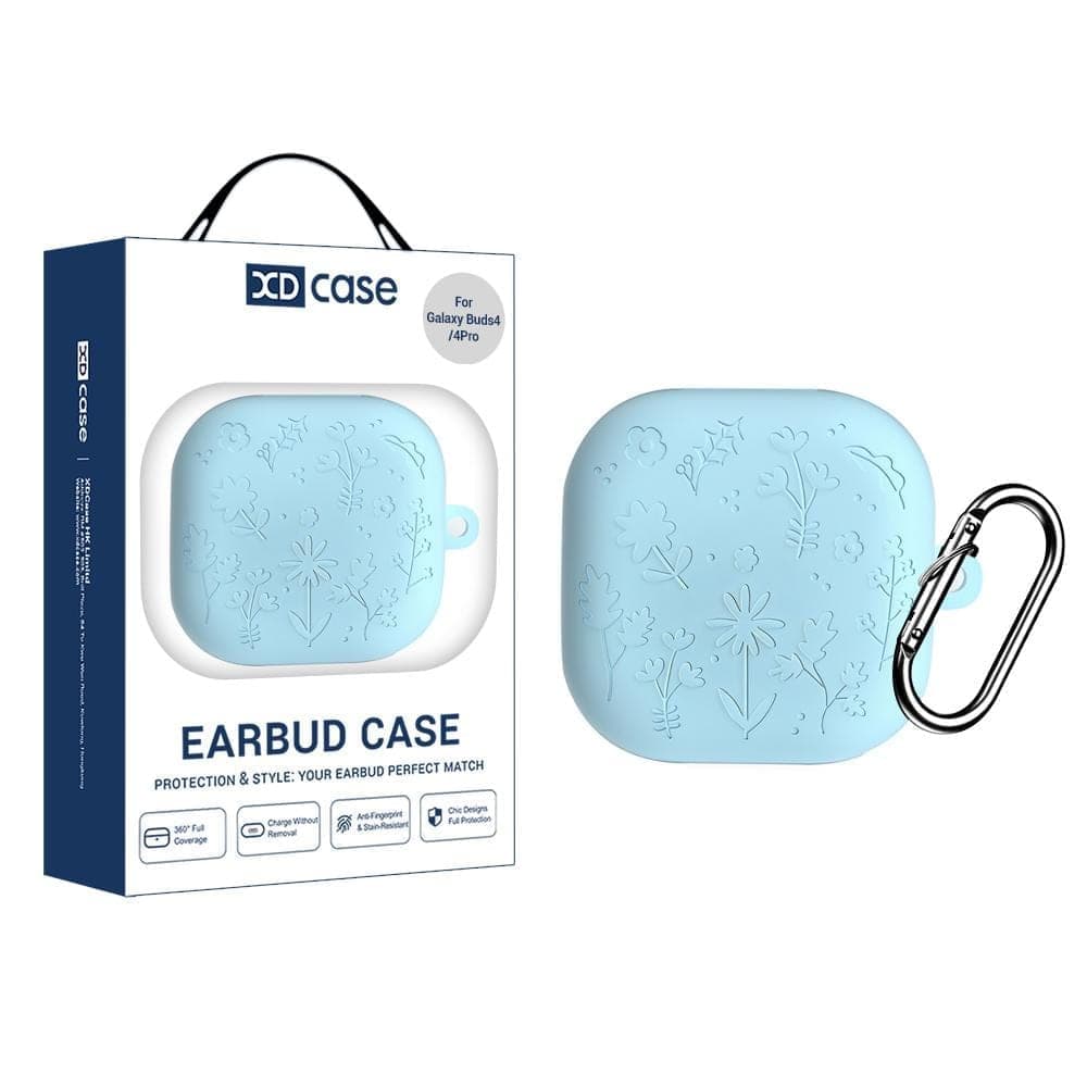 For Samsung Galaxy Buds4 / 4 Pro XDcase Floral Embossing Silicone Earbuds Case with Hook