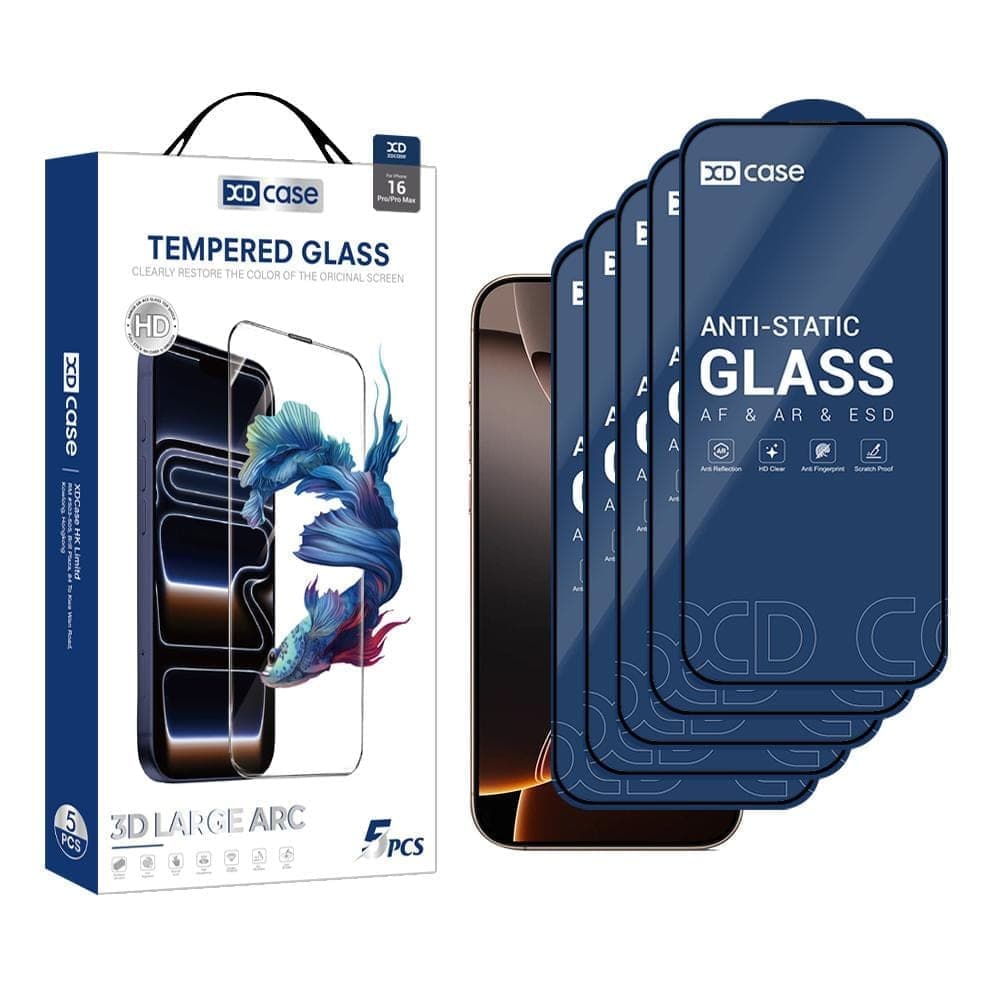 For iPhone 16 Pro XDcase 5pcs / Pack Silk Screen Printed HD Tempered Glass Film