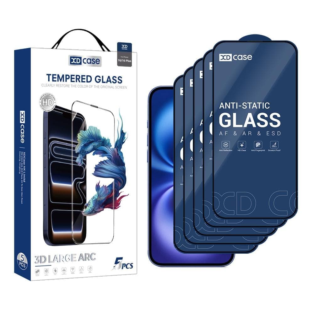 For iPhone 16 XDcase 5pcs / Pack Silk Screen Printed HD Tempered Glass Film