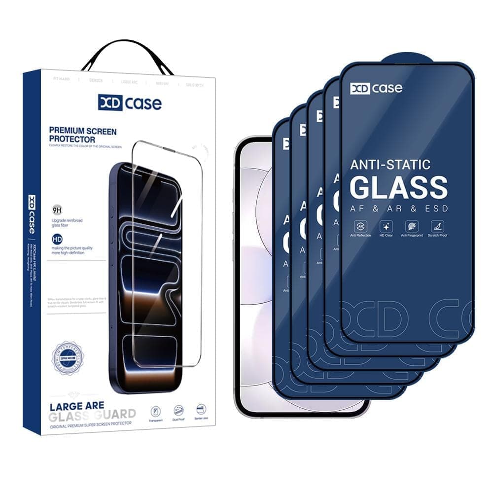 For iPhone 17e / 16e XDcase 5pcs / Pack Silk Screen Printed HD Tempered Glass Film