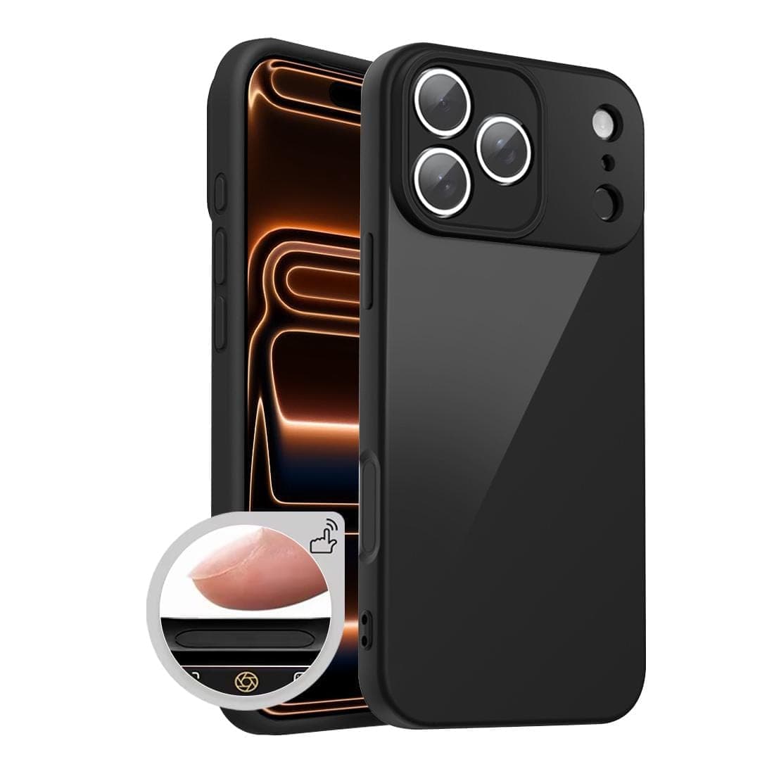 For iPhone 17 Pro Max XDcase AI Button Integrated Full Coverage Imitation Silicone Phone Case (Black)