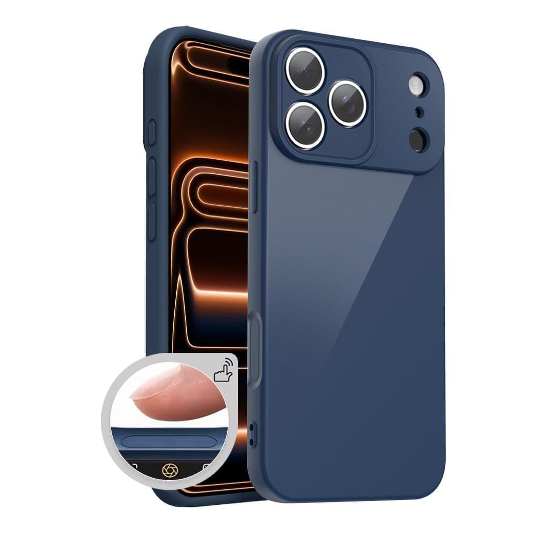 For iPhone 17 Pro Max XDcase AI Button Integrated Full Coverage Imitation Silicone Phone Case (Blue)