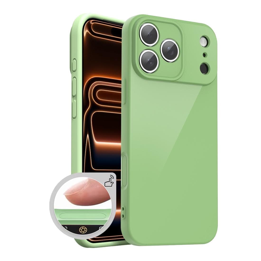 For iPhone 17 Pro Max XDcase AI Button Integrated Full Coverage Imitation Silicone Phone Case (Green)
