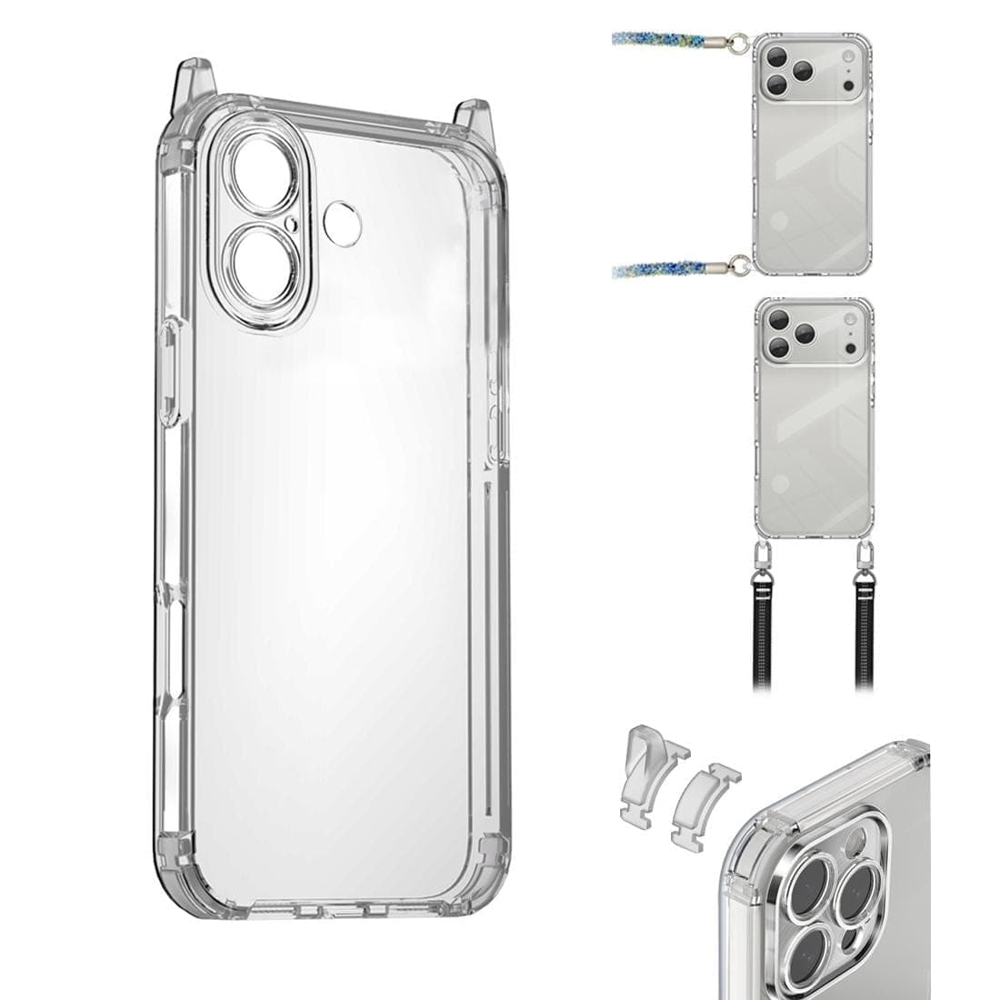 For iPhone 17 XDcase Candy DIY Detachable Lanyard Hole Shockproof Phone Case