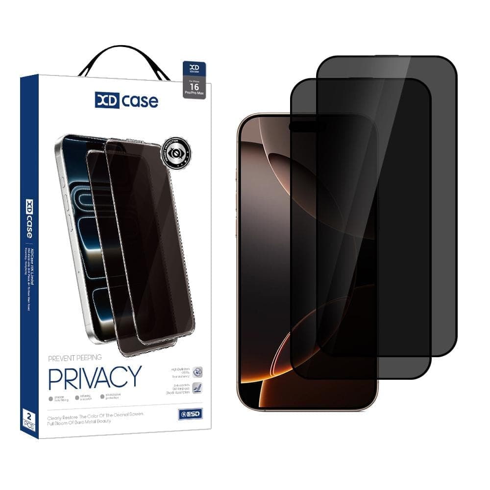 For iPhone 16 Pro Max XDcase 2pcs / Pack Silk Screen Printed Anti-Peep Tempered Glass Screen Protector