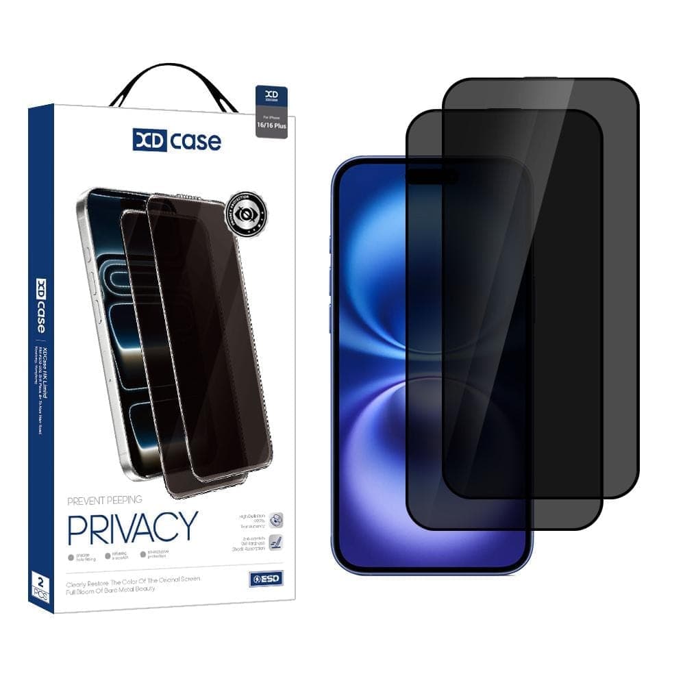 For iPhone 16 Plus XDcase 2pcs / Pack Silk Screen Printed Anti-Peep Tempered Glass Screen Protector
