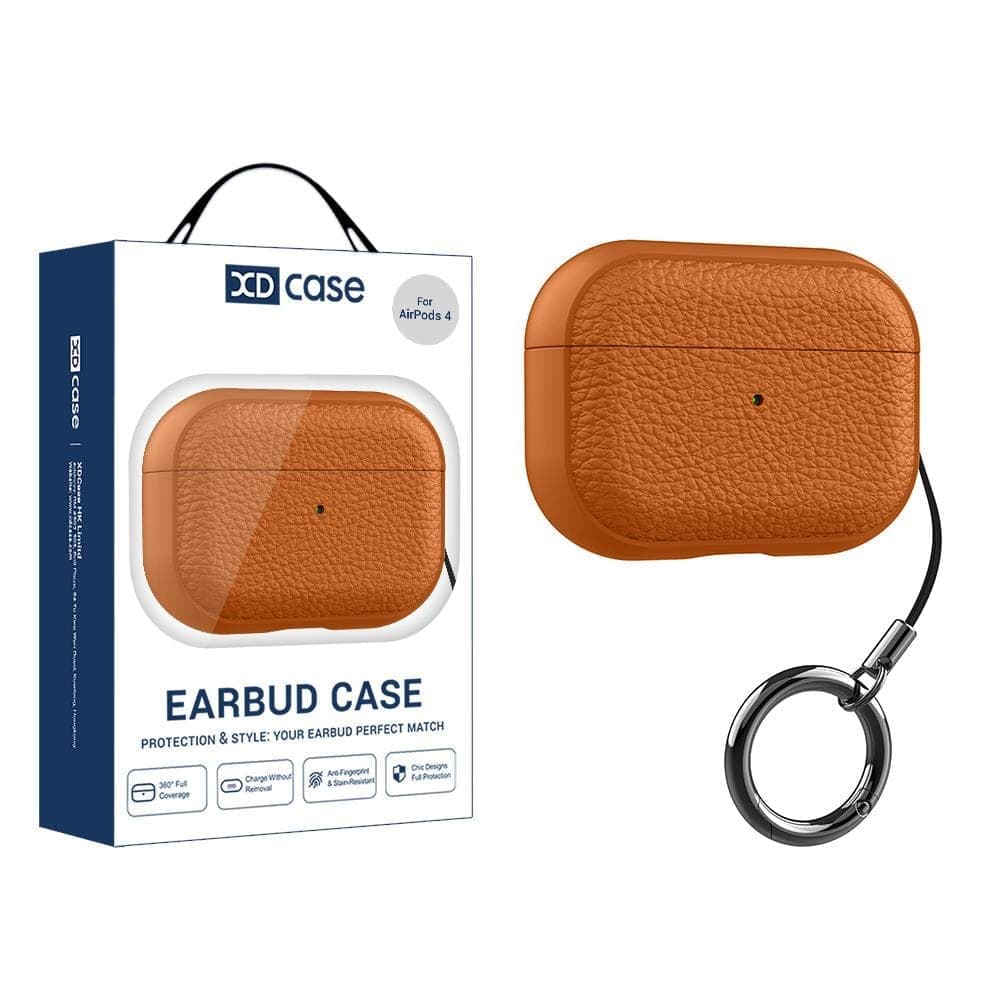 For AirPods 5 / 4 XDcase Lychee Texture TPU Earbuds Case with Buckle (Orange)