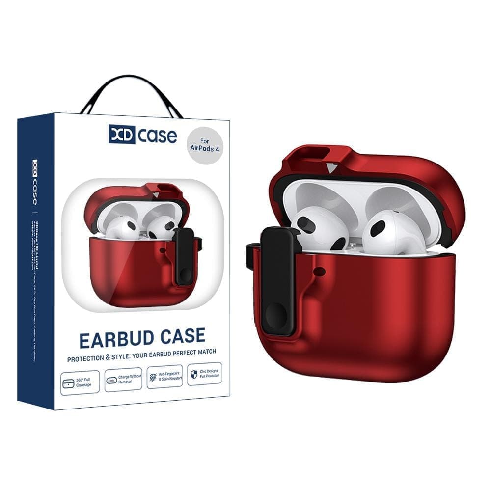 For AirPods 5 / 4 XDcase Armor Full-body Earphone Case with Hook & Security Lock (Red)