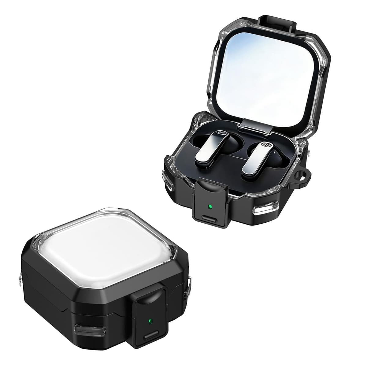 For Samsung Galaxy Buds4 / 4 Pro XDcase Rugged Armor Clear View Earphone Case (Black)