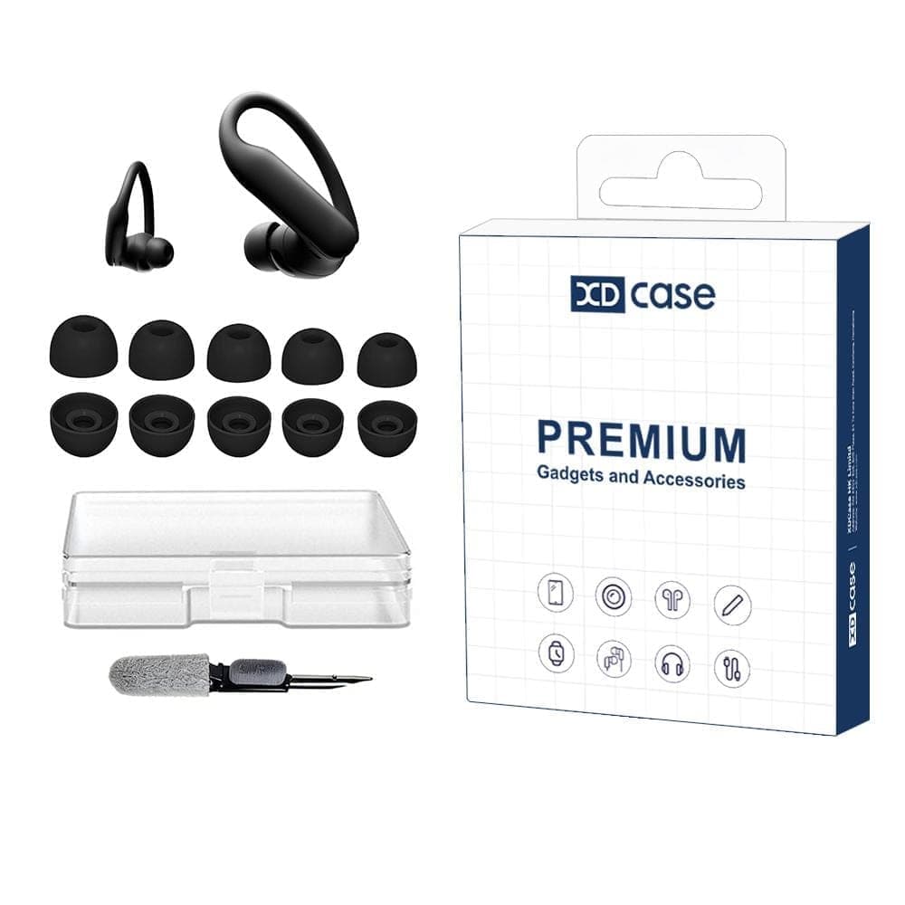 For Beats Powerbeats Pro 2 / Fit / Studio Buds XDcase 5 Pairs Silicone Ear Tips Kit, XS/S/M/L/XL Size, Cleaning Brush Color Random (Black)