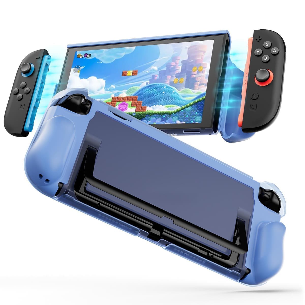 For Nintendo Switch 2 XDcase Transparent Armor Soft-Touch TPU Protective Case with Front Cover (Blue)