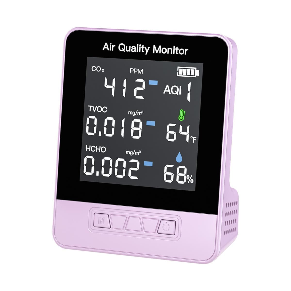 DA10 6-in-1 Smart Air Quality Monitor with 2.8-inch LCD Screen (Pink)