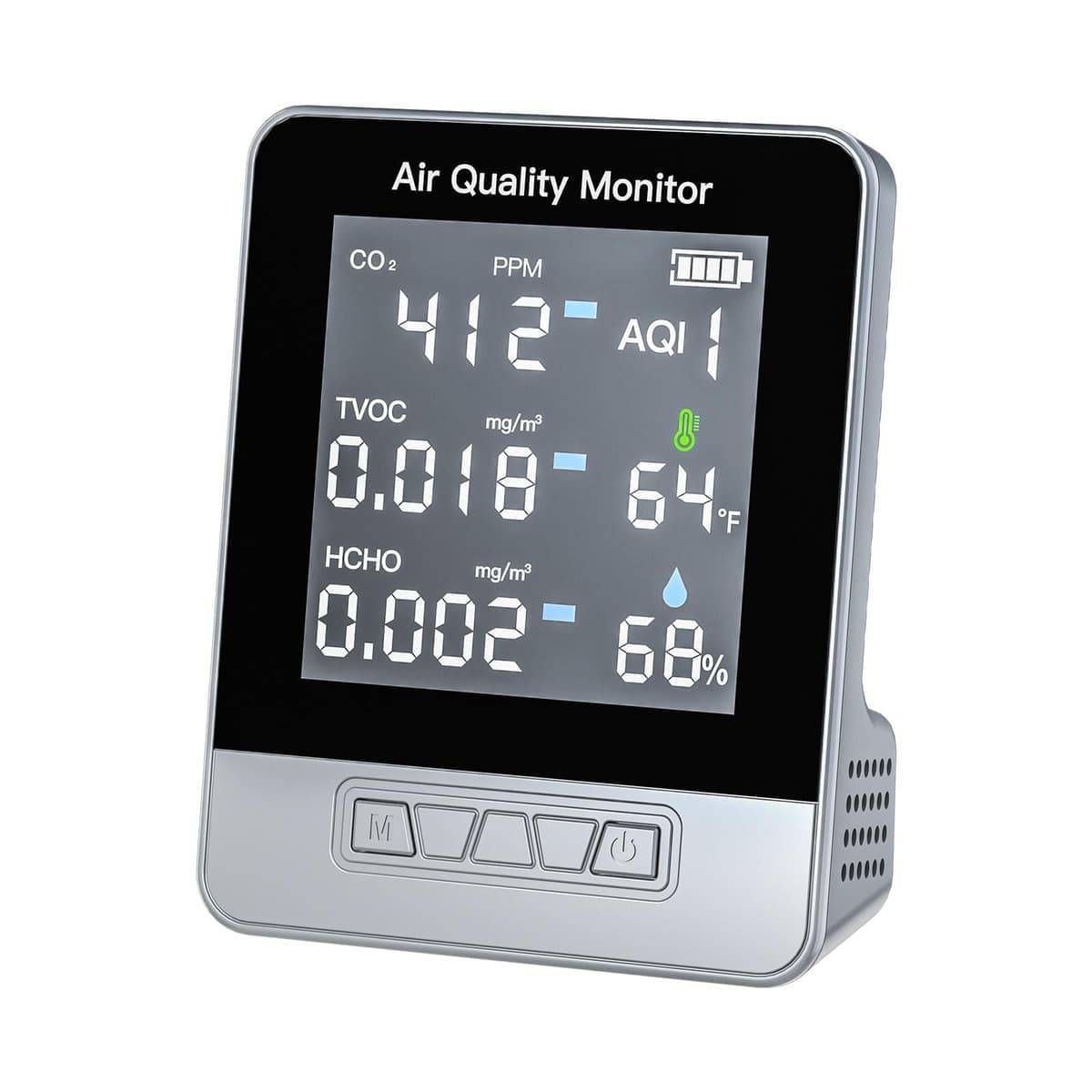 DA10 6-in-1 Smart Air Quality Monitor with 2.8-inch LCD Screen (Grey)