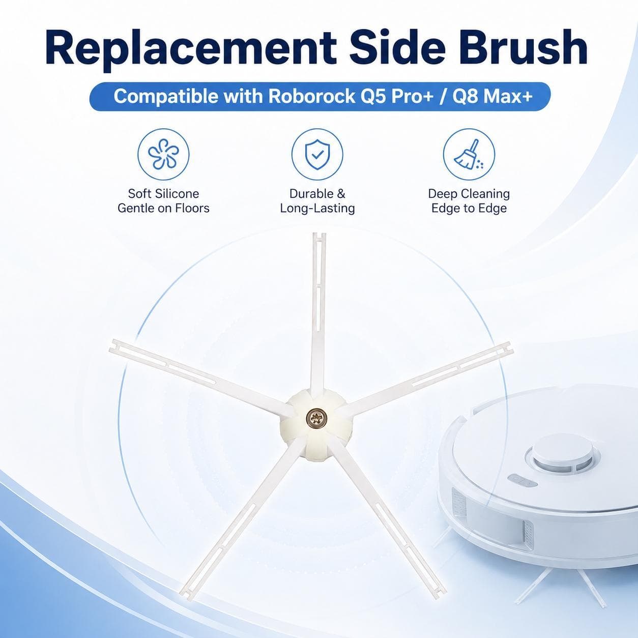 Replacement Accessories for Roborock Q5 Pro / Q5 Pro+ / Q8 Max / Q8 Max+ Robot Vacuum Cleaner, Specification:White Five Arm Side Brush
