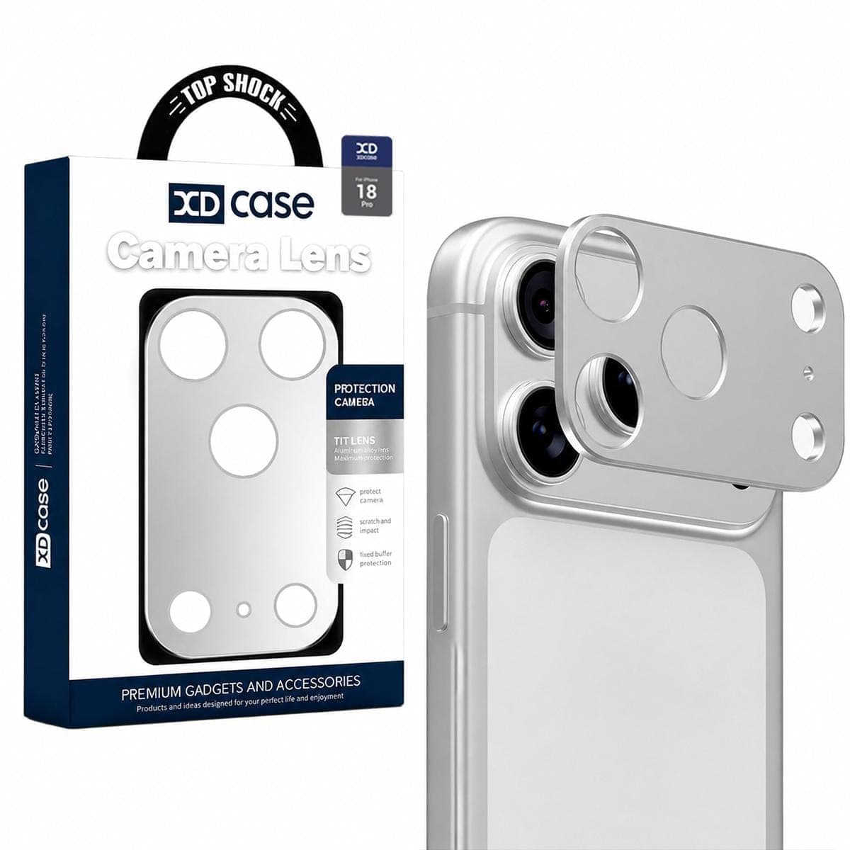 For iPhone 18 Pro XDcase Metal Flat & Hollow Camera Lens Protector (Silver)