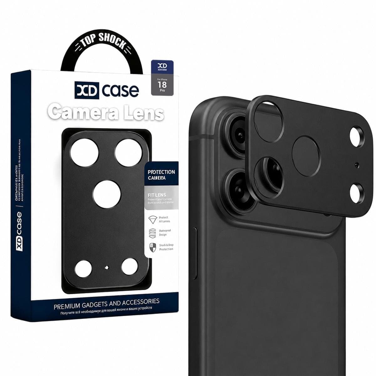 For iPhone 18 Pro XDcase Metal Flat & Hollow Camera Lens Protector (Black)