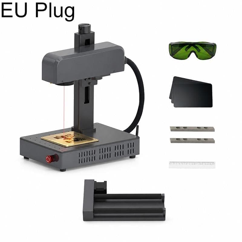 DAJA M1 Ultra Mini Fiber Laser Marking Machine 10W High-Power Fully Automatic Fiber Optic Engraving Machine, Model:M1 Ultra + Rotary Axis