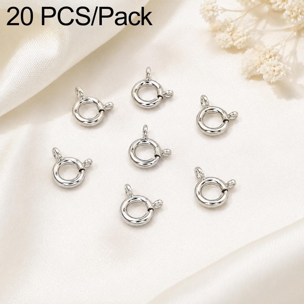 20 PCS/Pack Real Gold Plated Copper Spring Ring Clasps Q Round Clasps for DIY Necklace & Bracelet Jewelry Making, Size:5.5mm