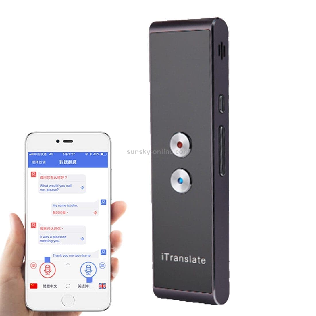 T8 Handheld Pocket Smart Voice Translator Real Time Speech Translation Translator with Dual Mic, Support 33 Languages (Black)