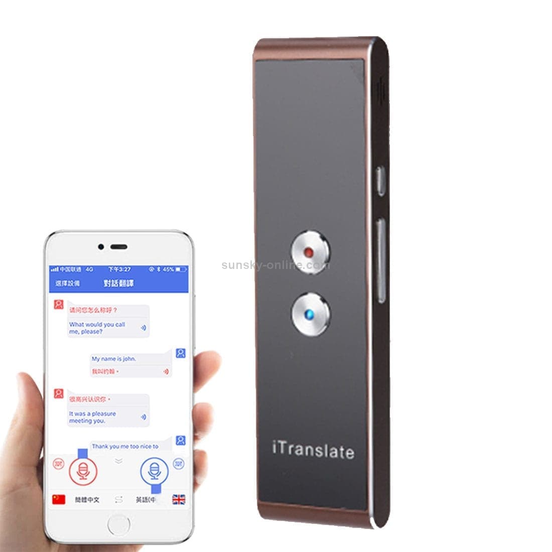 T8 Handheld Pocket Smart Voice Translator Real Time Speech Translation Translator with Dual Mic, Support 33 Languages (Gold)