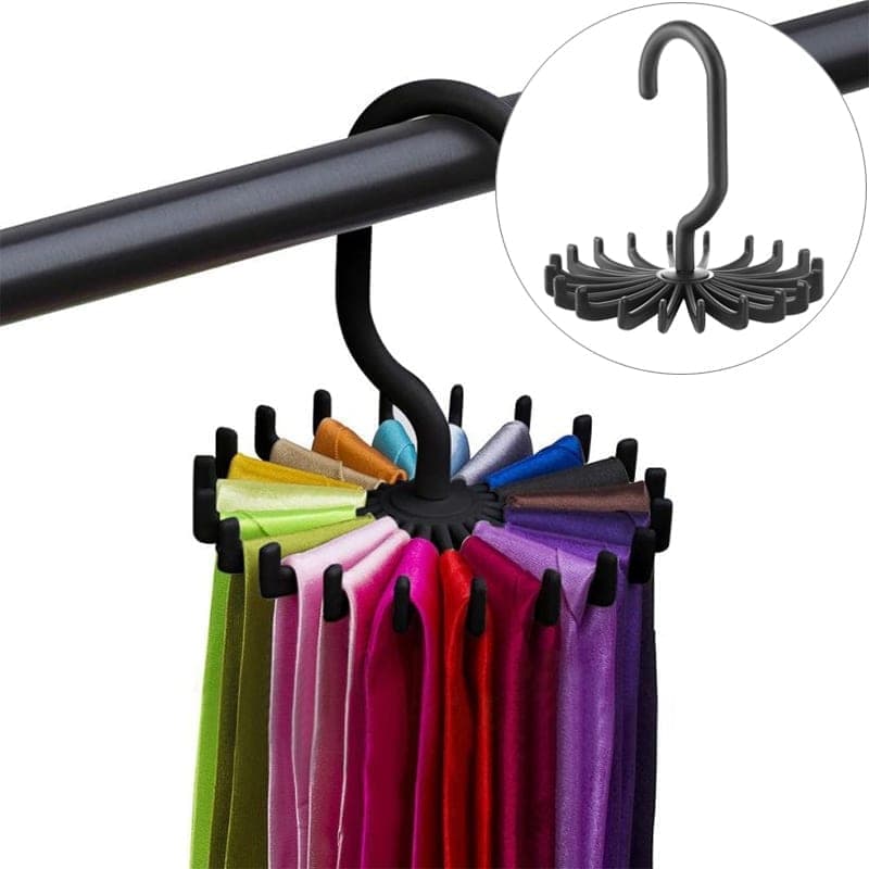 20 Claws 360 Degree Rotatable Tie Rack Belt Scarf Hanger Holder, Size: S (Black)