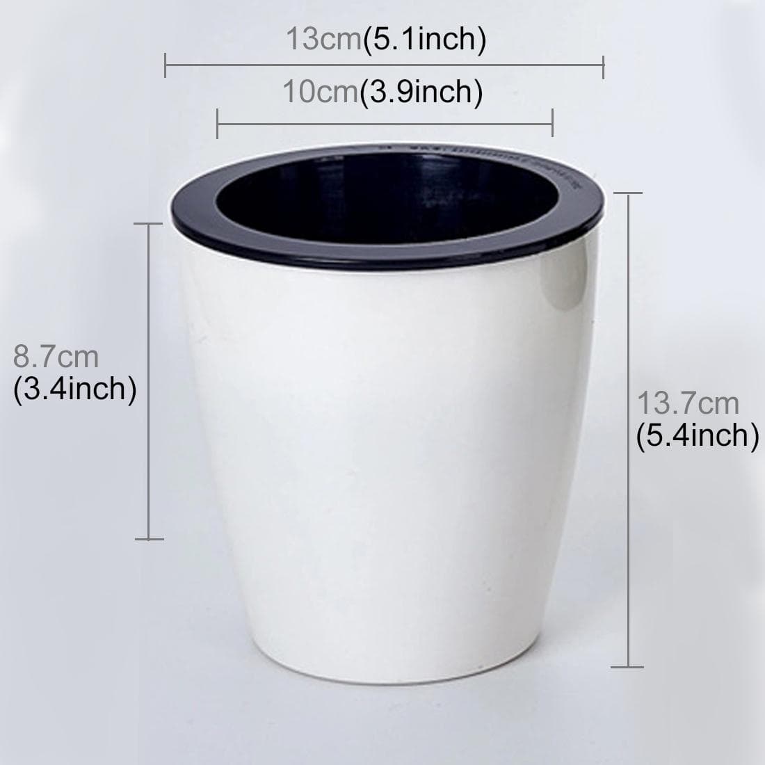 Lazy Flower Pots Automatic Water-absorbing Hydroponic Potted Plants Circular Resin Plastic Flower Pots Double-layer Design Self Watering Planter, Diameter: 13cm, Height: 13.7cm (White)