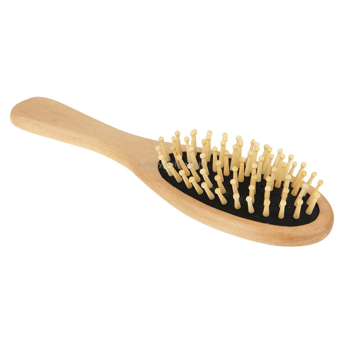 Natural Wooden Massage Hair Comb with Rubber Base & Wooden Brush, Size: Medium (Black)
