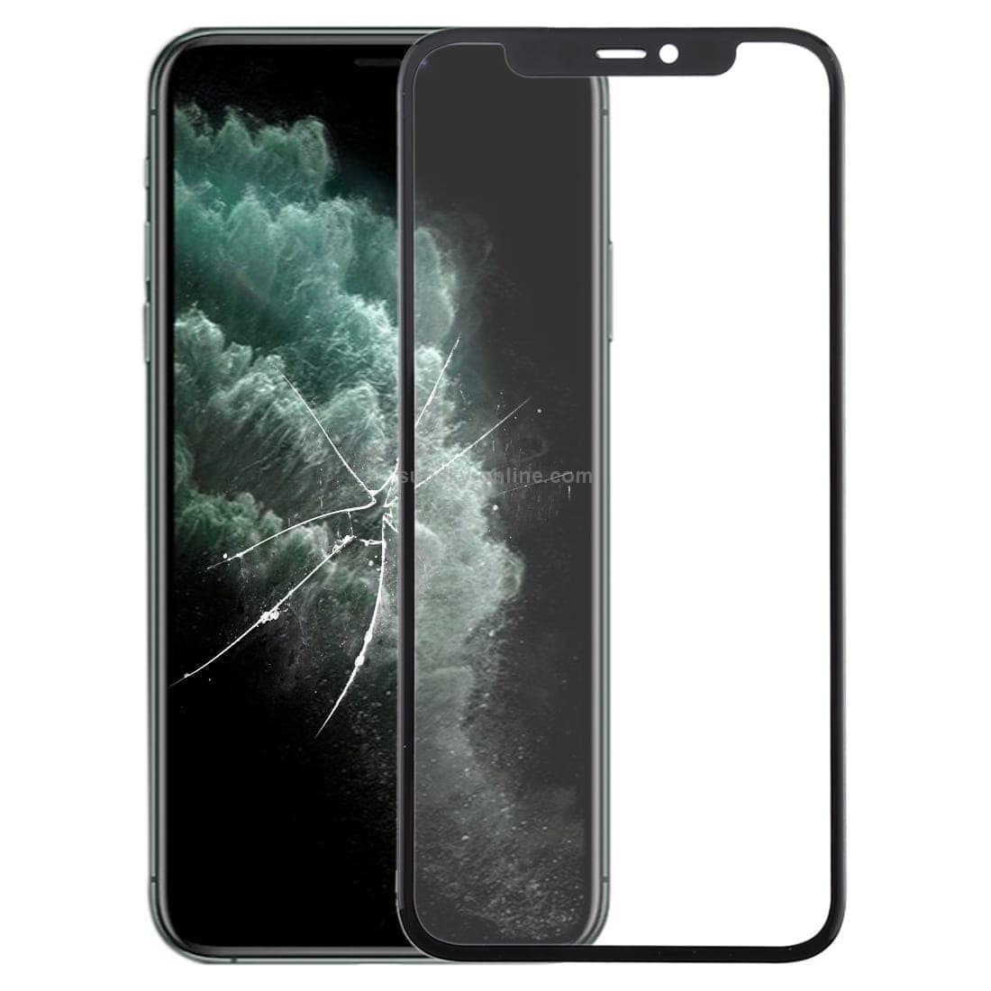 Front Screen Outer Glass Lens + OCA Optically Clear Adhesive for iPhone 11 Pro (Black)