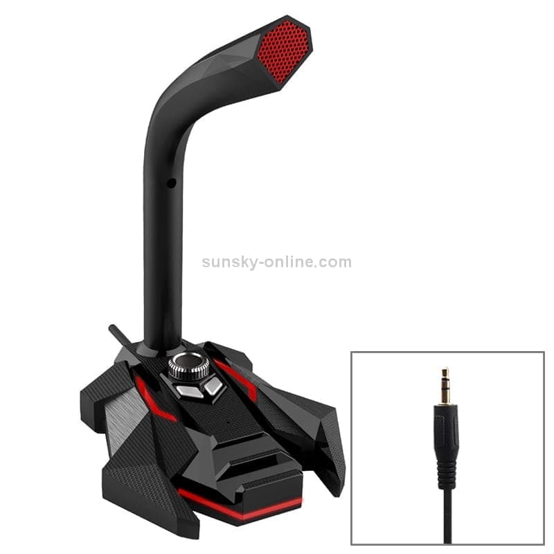 GK Desktop 3.5mm Wired Dual Mic Condenser Microphone, Compatible with PC / Mac for Live Broadcast, Show, KTV, etc. (Red)