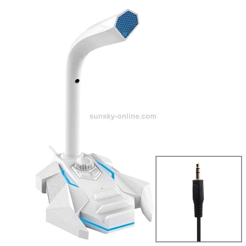 GK Desktop 3.5mm Wired Dual Mic Condenser Microphone, Compatible with PC / Mac for Live Broadcast, Show, KTV, etc. (White)