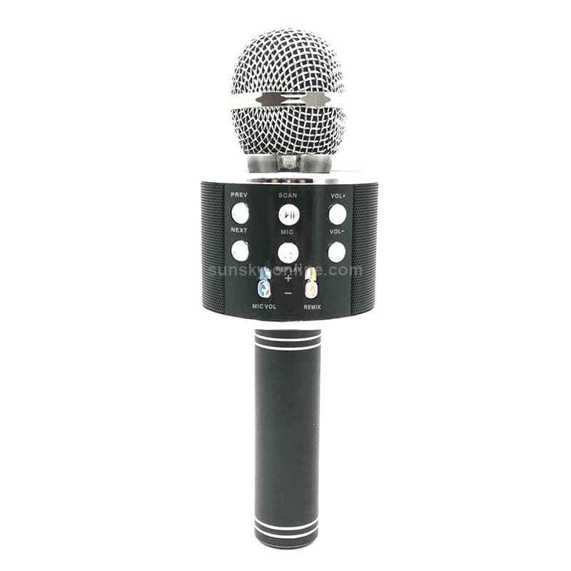 WS-858 Metal High Sound Quality Handheld KTV Karaoke Recording Bluetooth Wireless Microphone, for Notebook, PC, Speaker, Headphone, iPad, iPhone, Galaxy, Huawei, Xiaomi, LG, HTC and Other Smart Phones (Black)