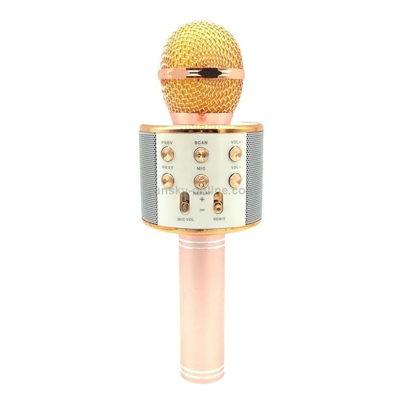 WS-858 Metal High Sound Quality Handheld KTV Karaoke Recording Bluetooth Wireless Microphone, for Notebook, PC, Speaker, Headphone, iPad, iPhone, Galaxy, Huawei, Xiaomi, LG, HTC and Other Smart Phones (Rose Gold)