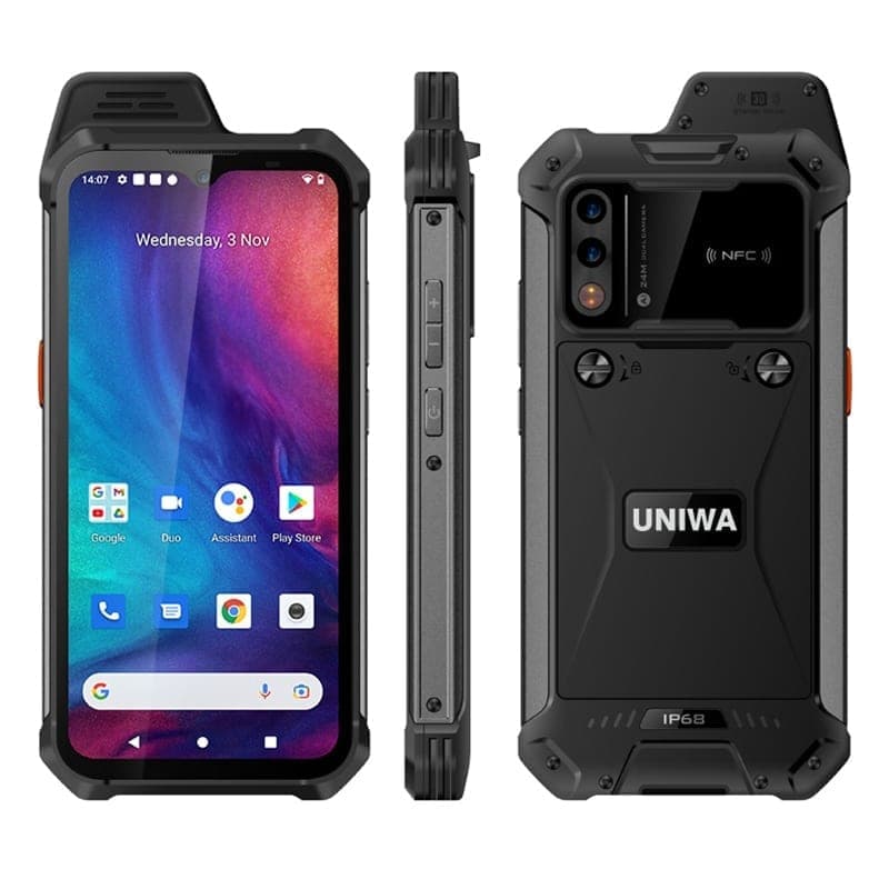 UNIWA W888 Standard Rugged Phone, 4GB+64GB, IP68 Waterproof Dustproof Shockproof, 5000mAh Battery, 6.3 inch Android 11 MTK6765 Helio P35 Octa Core up to 2.35GHz, Network: 4G, NFC, OTG (Black)