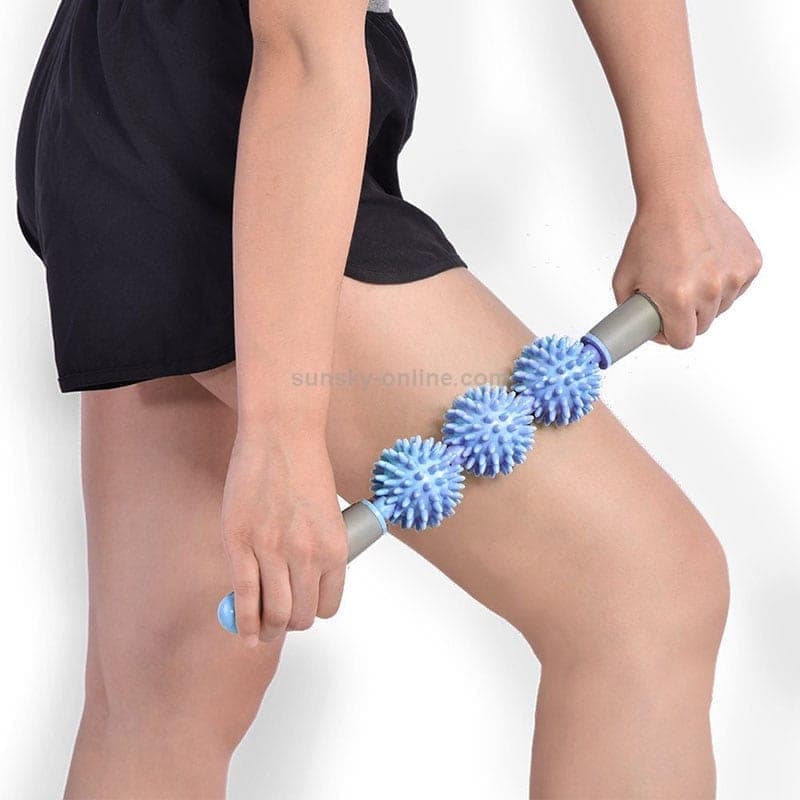 Yoga Health Care Triple Hedgehog Balls Neck Leg Hand Muscle Massage Stick (Purple)